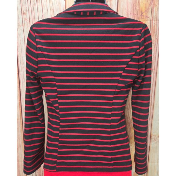 Stooshy Womens 2-Button Red Striped Blazer Jacket XS - Picture 2 of 6
